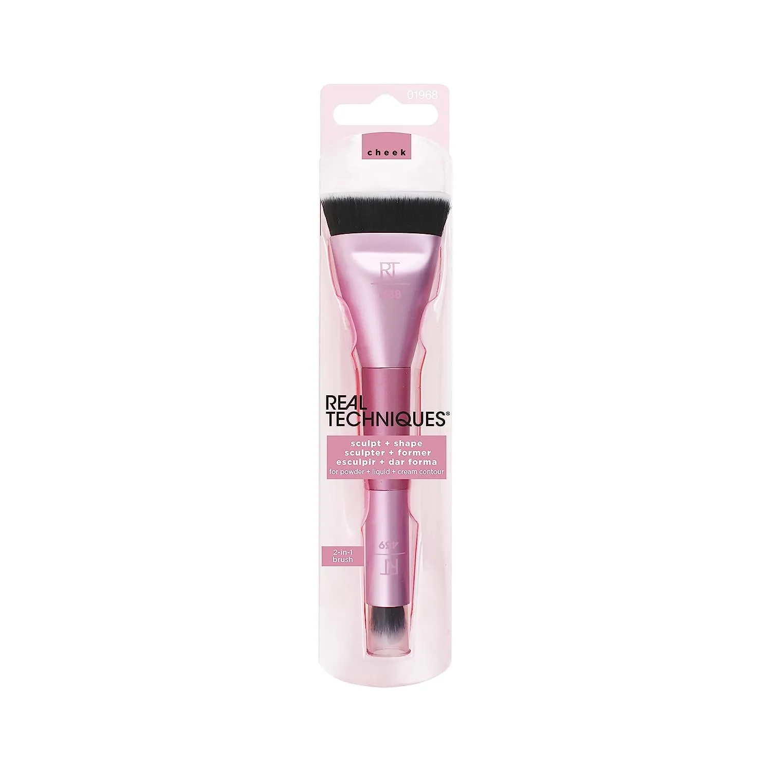 Real Techniques Sculpt & Shape Dual Ended Makeup Brush For Flat Head Blends & Intensifies Contour or Highlighter Cheek 438