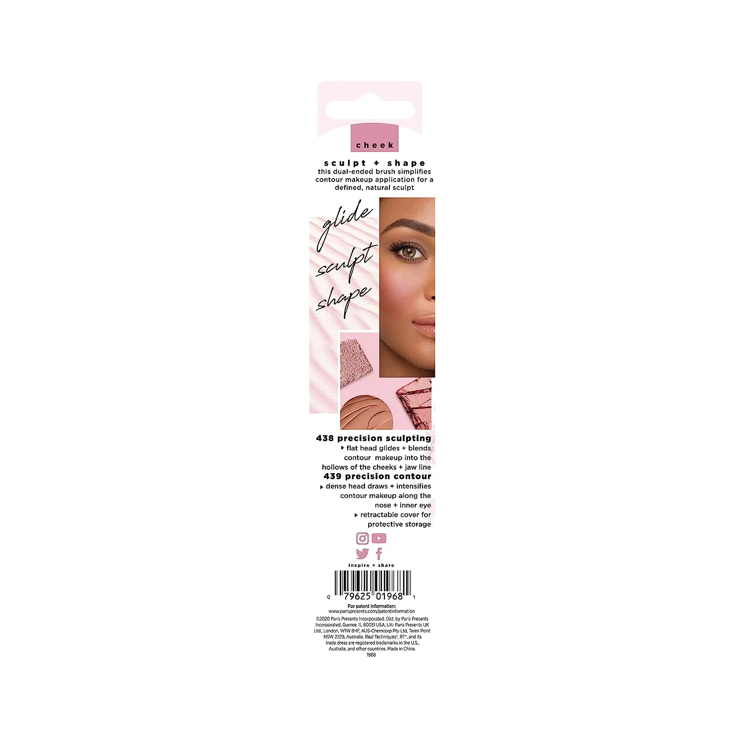 Real Techniques Sculpt & Shape Dual Ended Makeup Brush For Flat Head Blends & Intensifies Contour or Highlighter Cheek 438