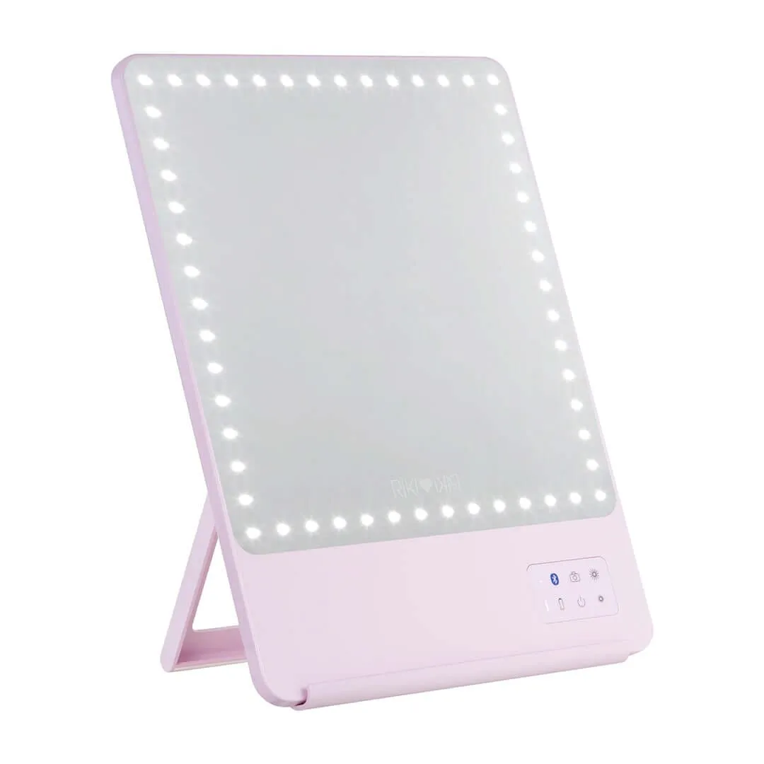 Riki Skinny Mirror Pink 5x | Riki LED Vanity Mirror Portable | Pink Riki Glamcor