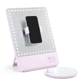 Riki Skinny Mirror Pink 5x | Riki LED Vanity Mirror Portable | Pink Riki Glamcor