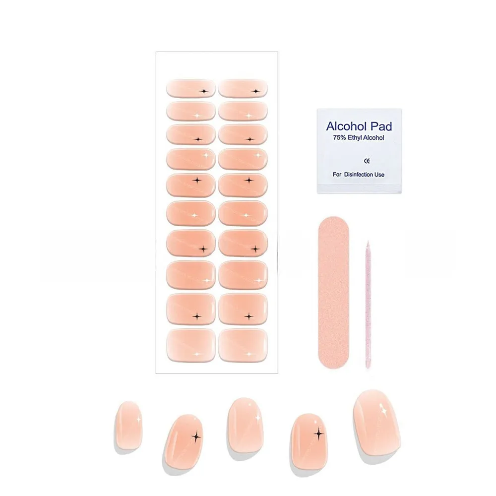 Soft Pink Polaris Gel Nail Self-adhesive Stickers Pack of 20